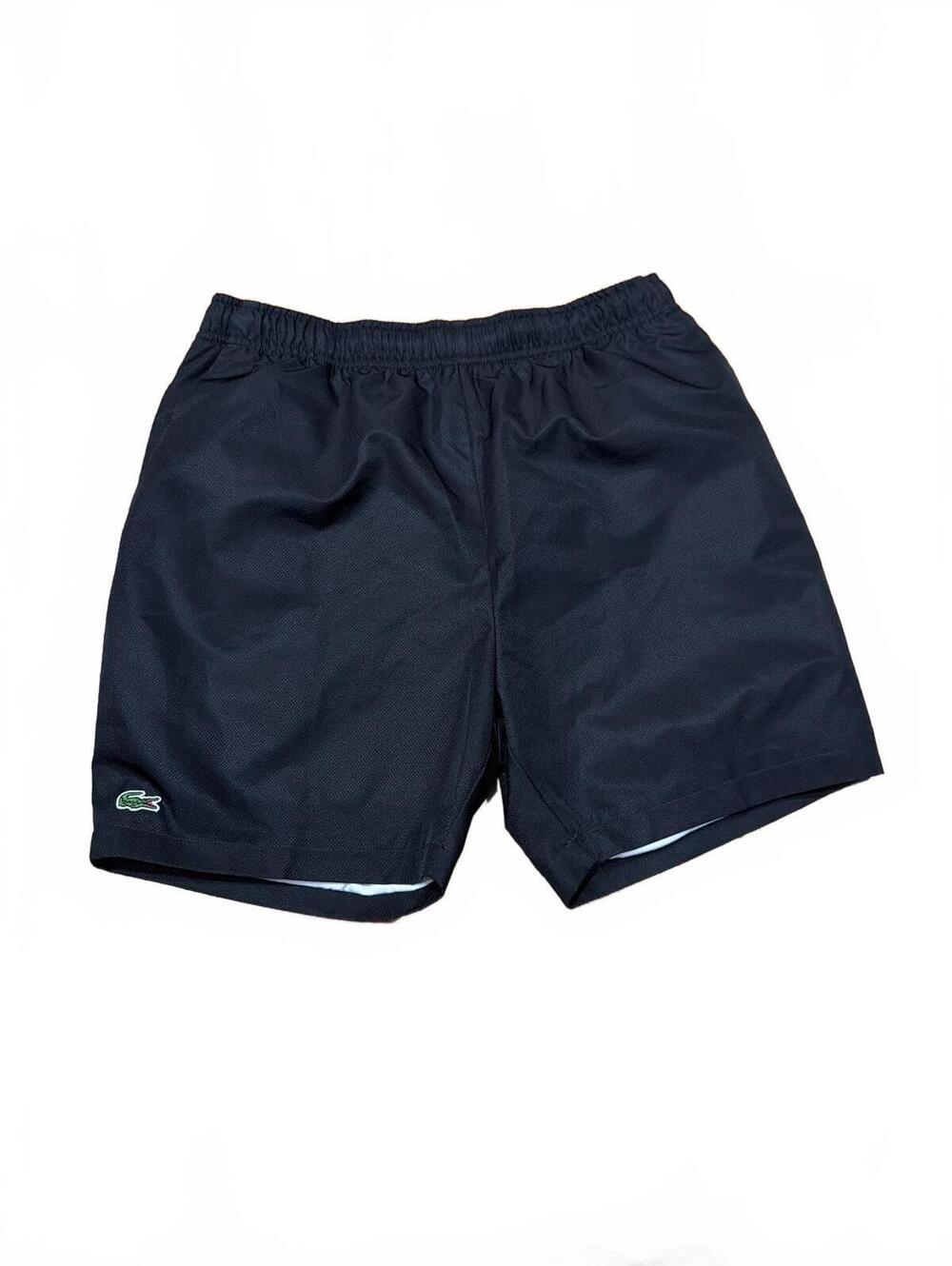 NWOT Lacoste Sport Tennis Shorts Black Boys 16 Diamond Taffeta Youth